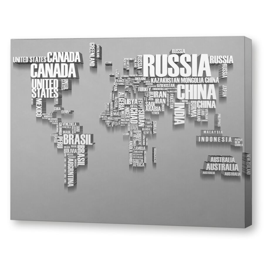 Карта со странами на подрамнике