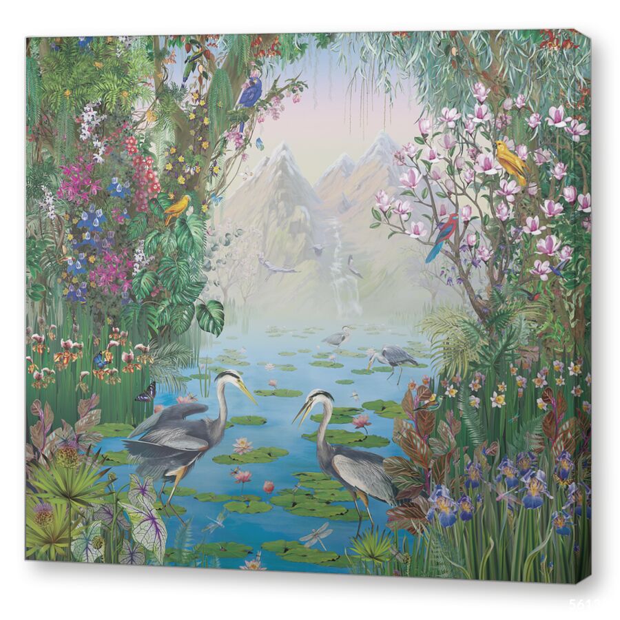 Lake and herons на подрамнике