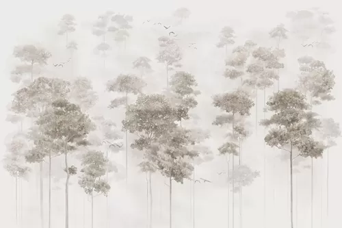 Trees in the fog sepia