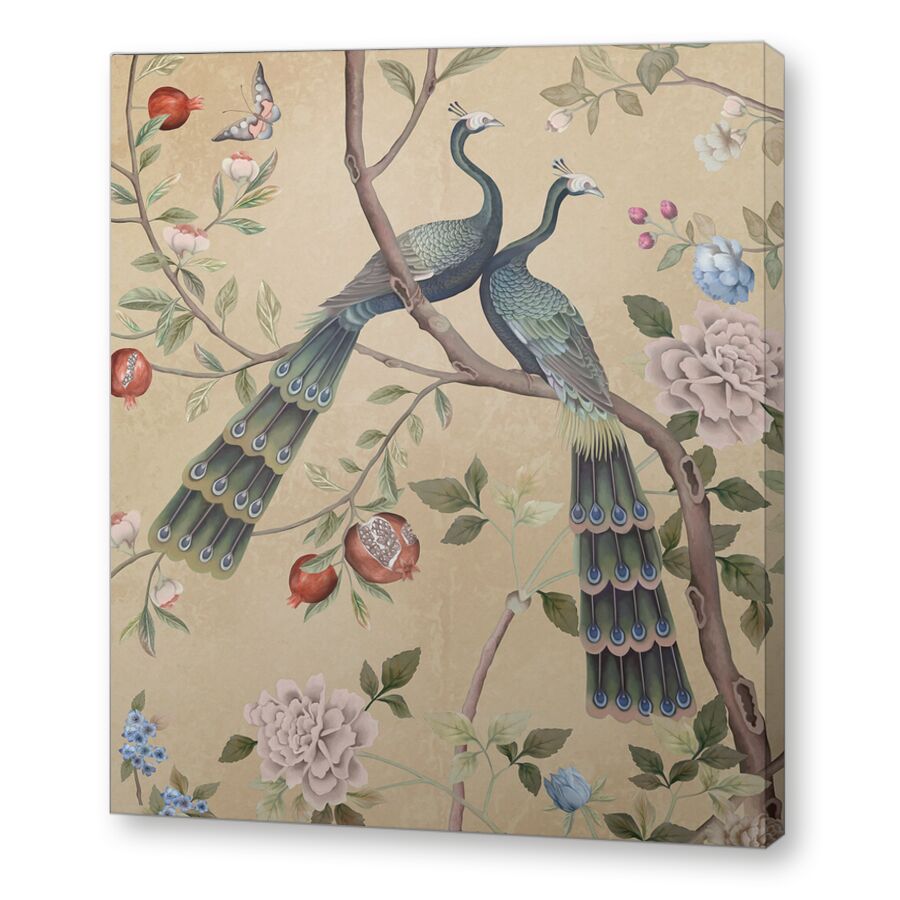 Two peacocks beige на подрамнике