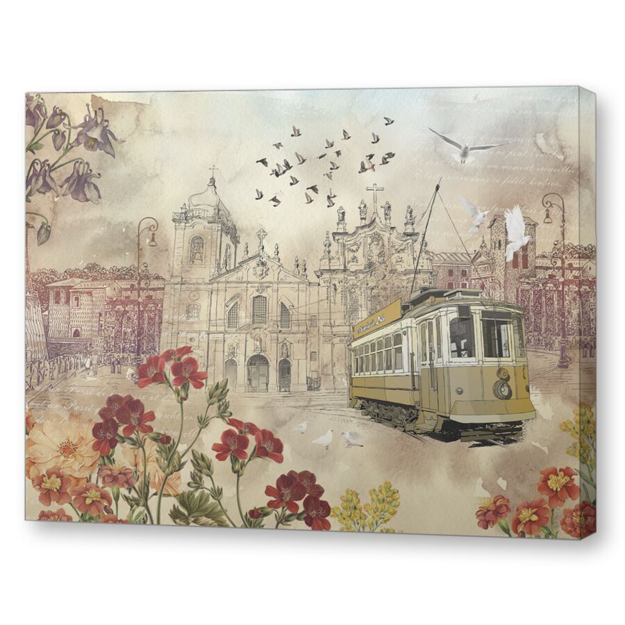 Street with tram на подрамнике