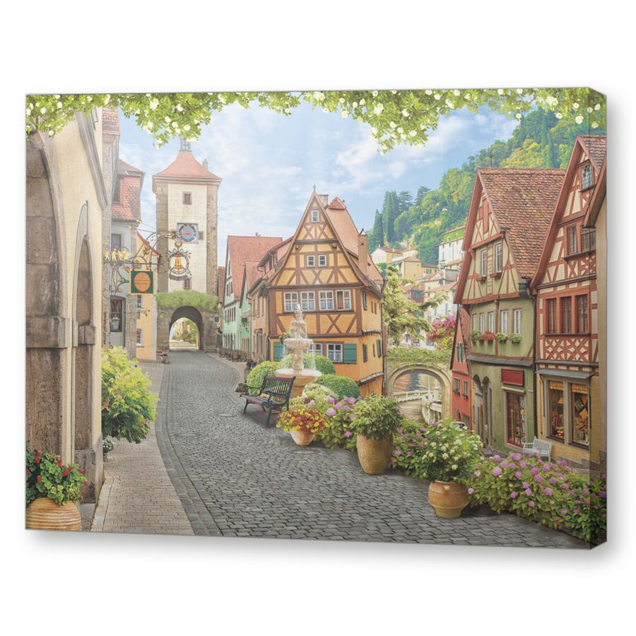 Мощённая улочка на подрамнике