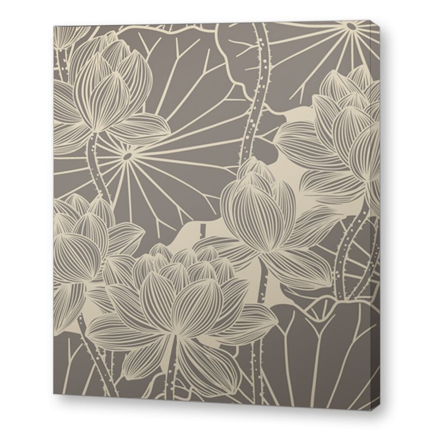 Graphic Lotus sepia на подрамнике