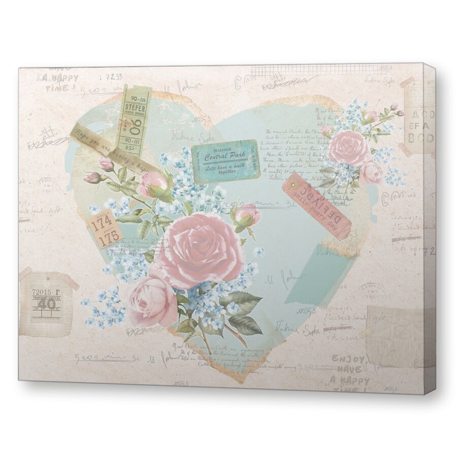 Коллаж с сердечком на подрамнике