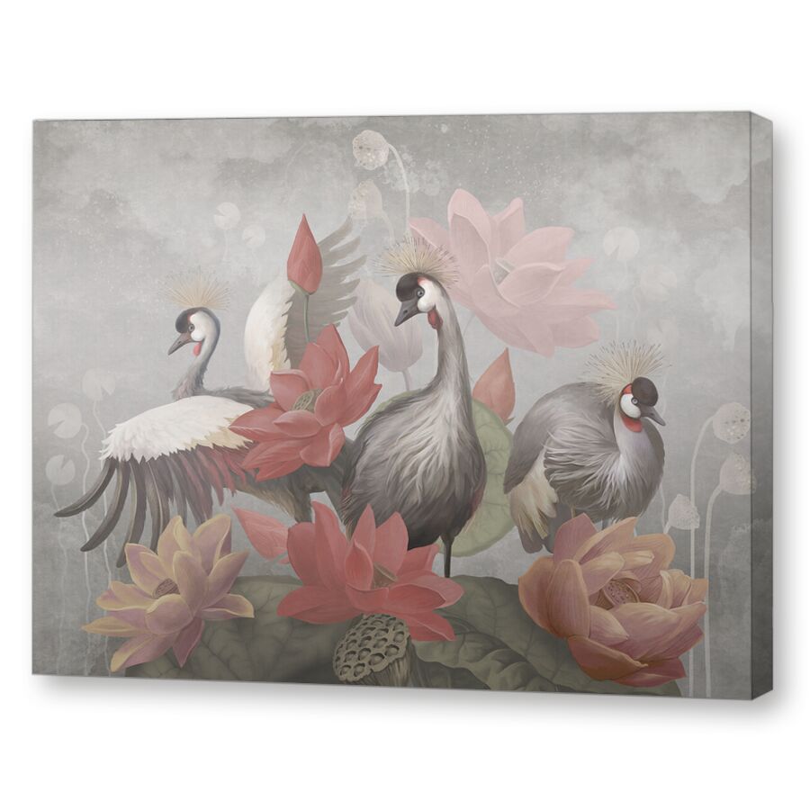 Сrowned storks and flowers на подрамнике