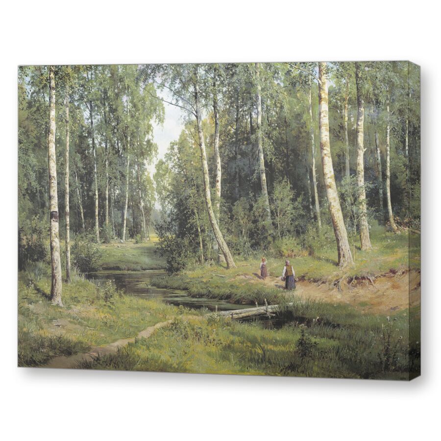 Шишкин — Ручей в березовом лесу (1883) на подрамнике