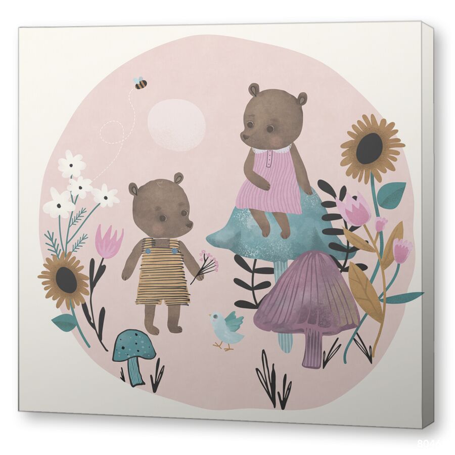 Игры медвежат на лужайке на подрамнике