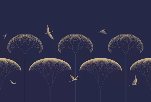 Trees and birds grey