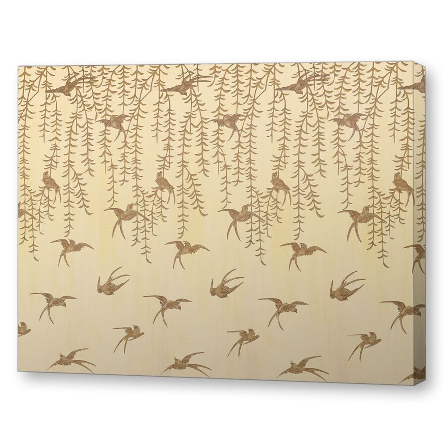 Japanese Birds beige на подрамнике