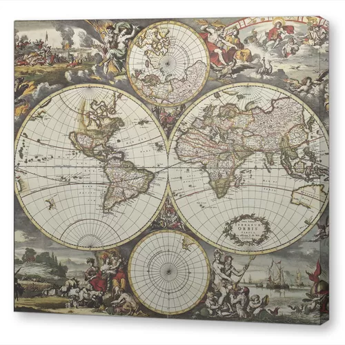 Карта мира с полушариями