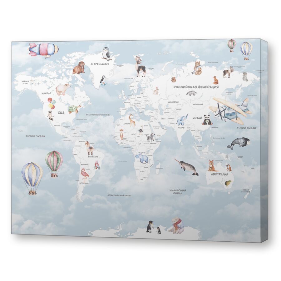 Карта мира 1 на подрамнике