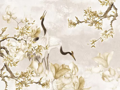 Storks and sakura