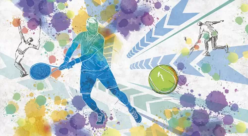 Playing tennis