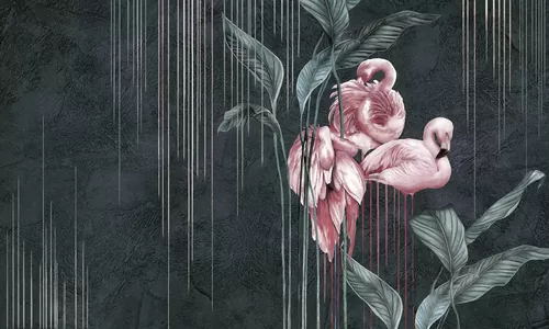 Drawn flamingos dark