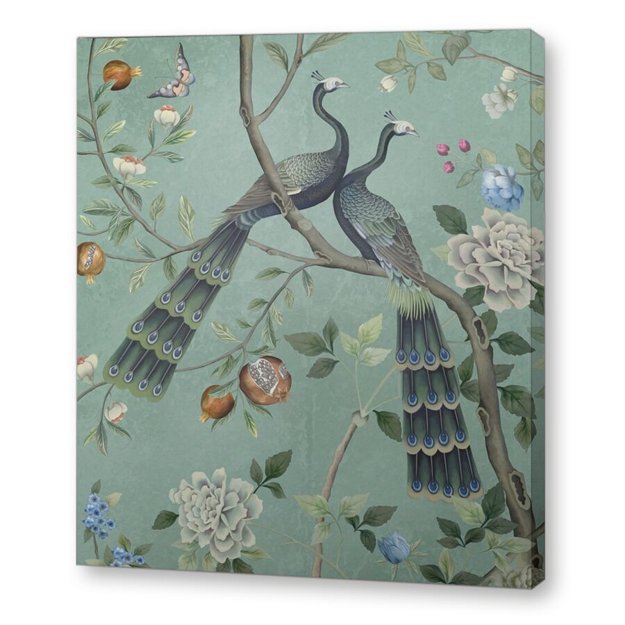 Two peacocks dark green на подрамнике