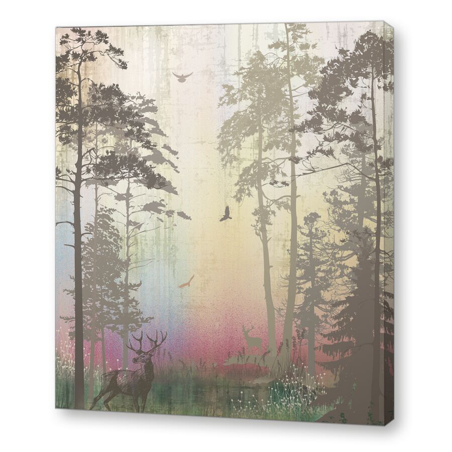 Shades. Deer and forest на подрамнике
