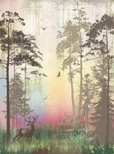 Shades. Deer and forest