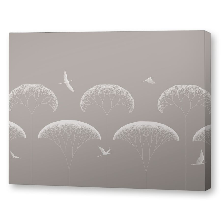 Trees and birds grey на подрамнике