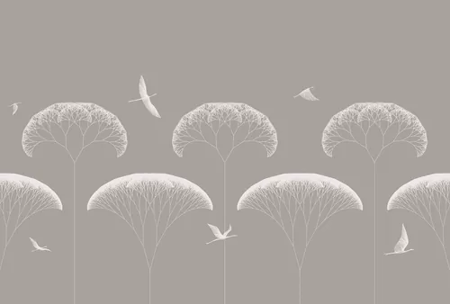 Trees and birds grey