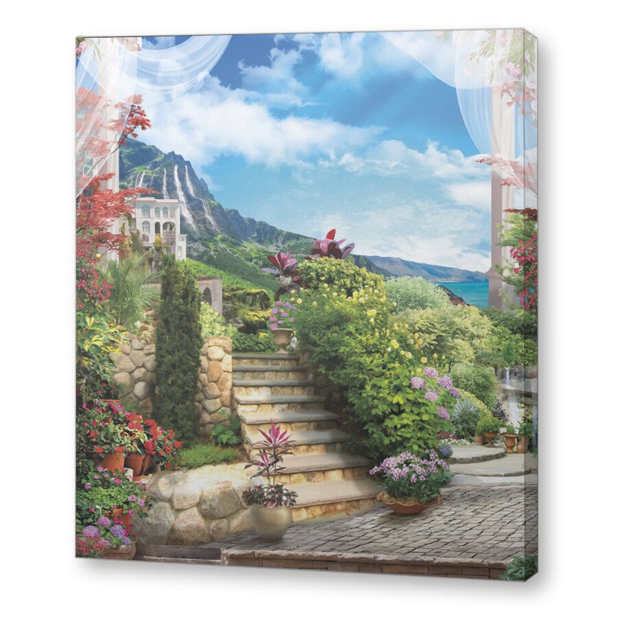 Вилла в горах на подрамнике