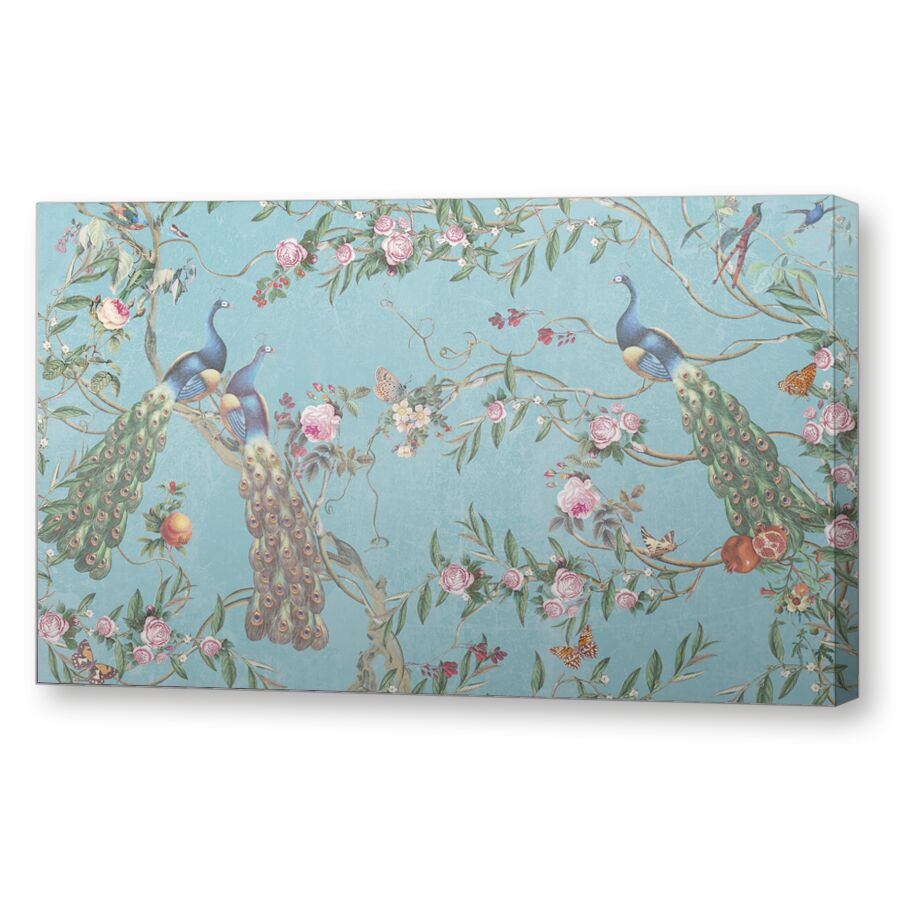 Paradise Peacocks light gray sea на подрамнике