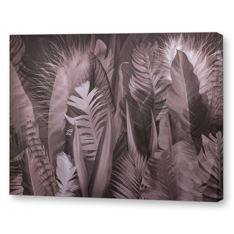 Feathers and leaves pink на подрамнике