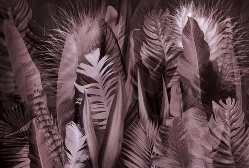 Feathers and leaves pink