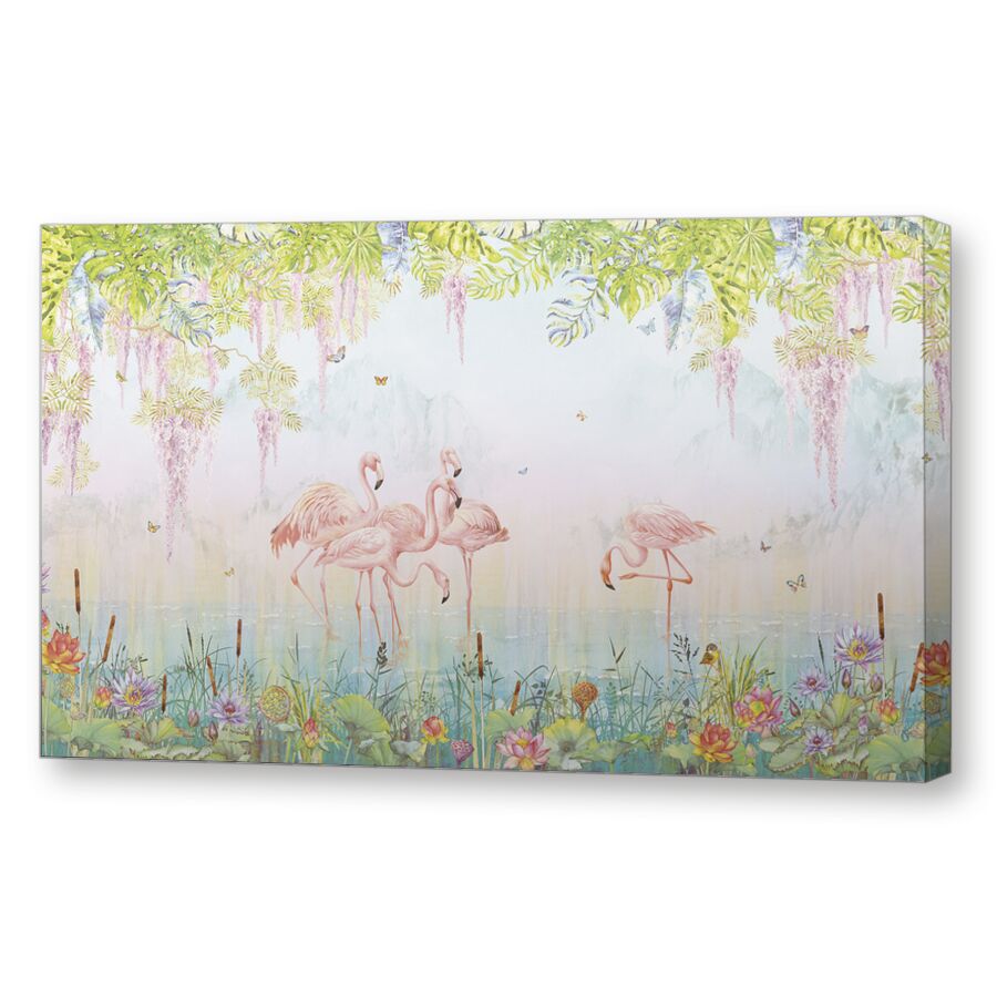 Flamingos lime на подрамнике