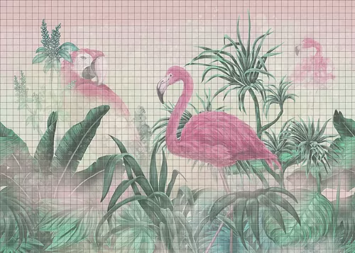 Заросли с фламинго pink