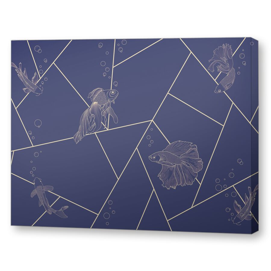 Geometric fish blue на подрамнике