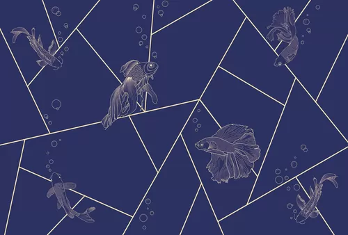 Geometric fish blue