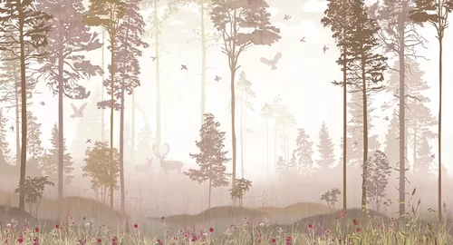 Foggy forest sepia
