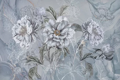 Blooming peonies
